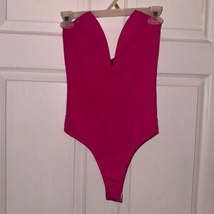 Pink plunge Bodysuit